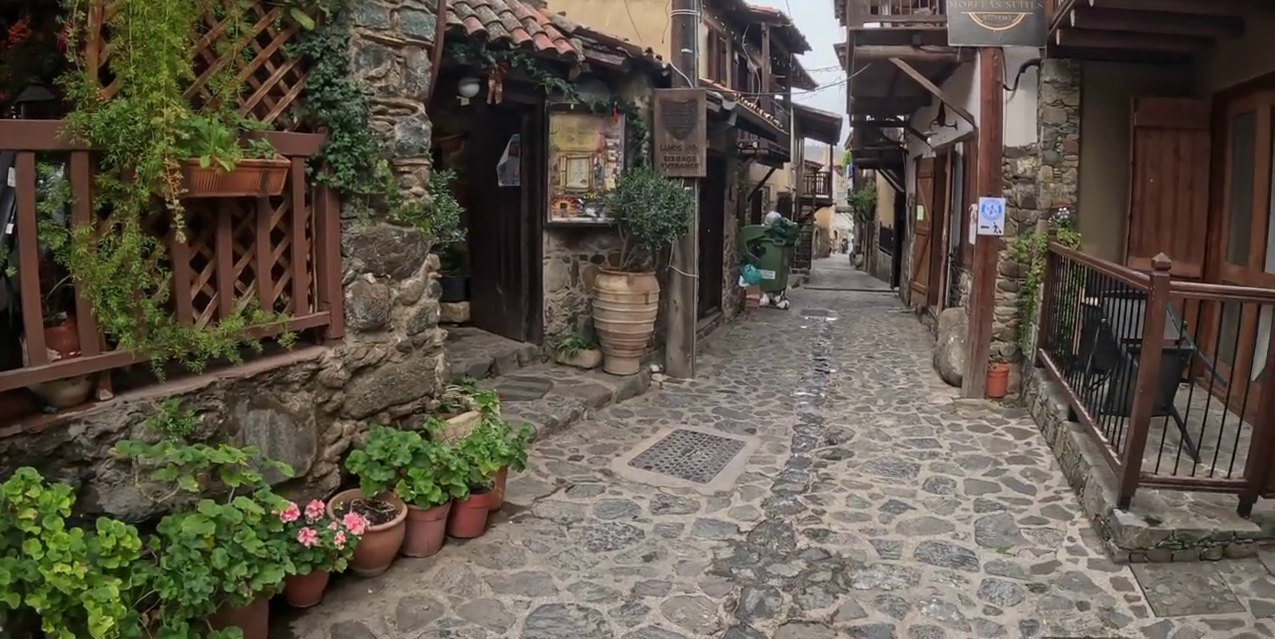 Cobbled Alley in Old ("Palia" in Greek) Kakopetria, Cyprus