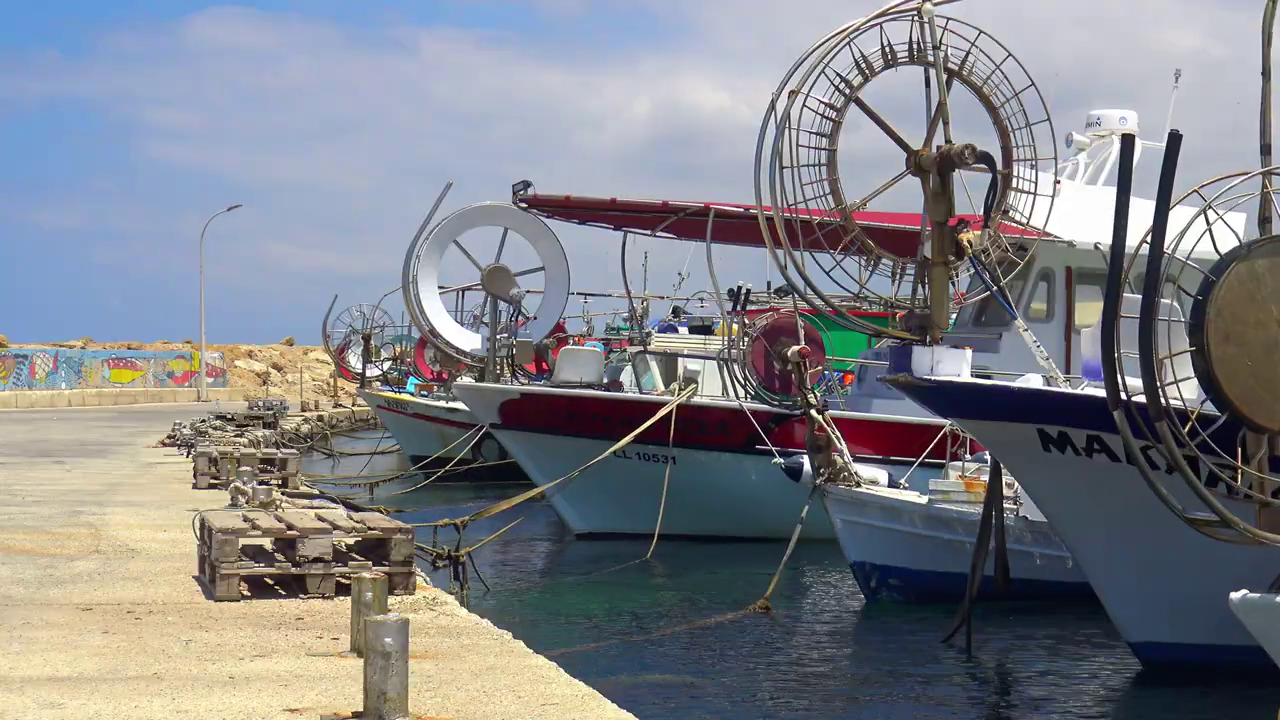Fishing Boats in Ayios Georgios Harbor in Peyia, Paphos, Cyprus