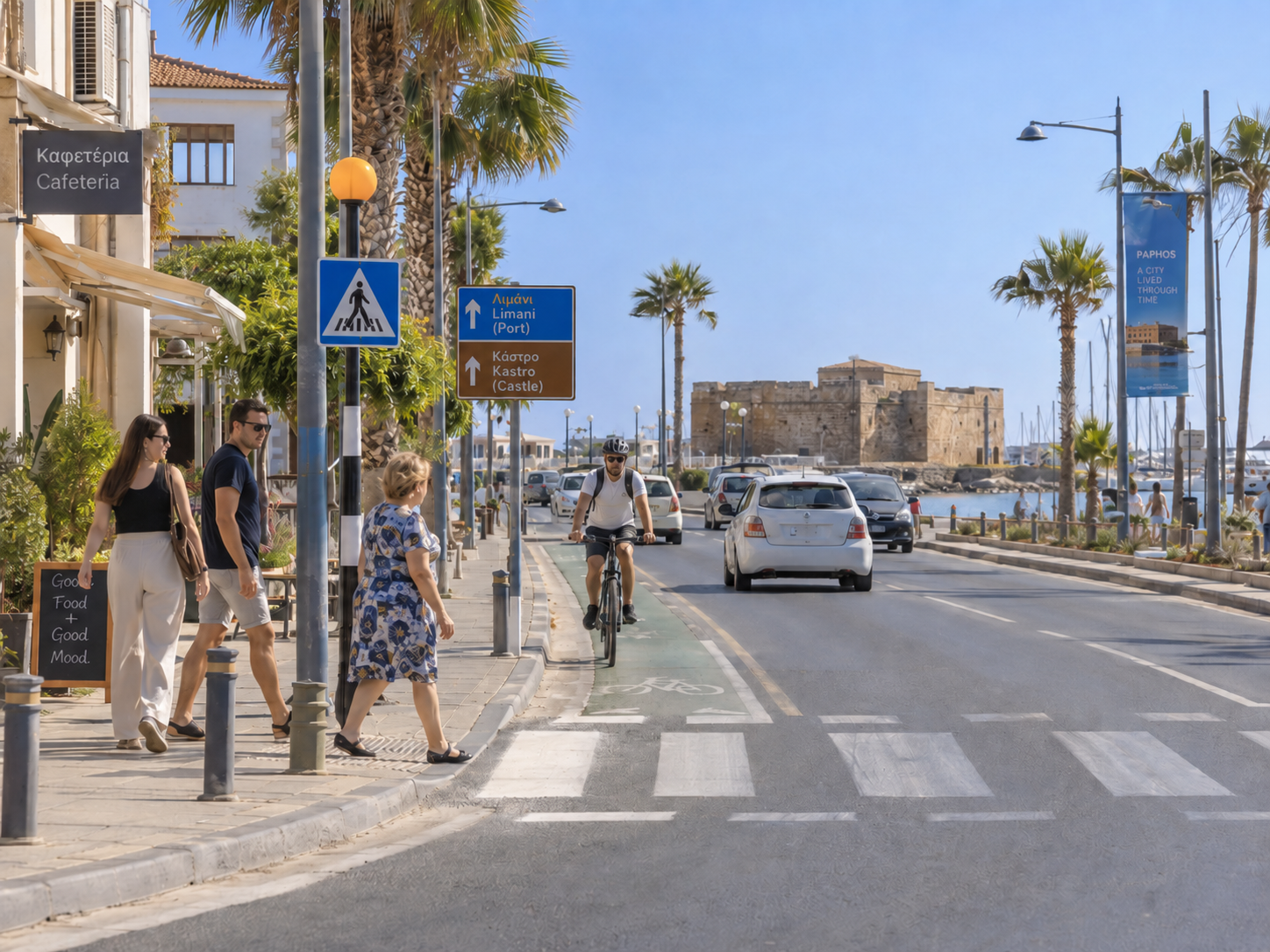 Pedestrians in Cyprus Pedestrians in Cyprus