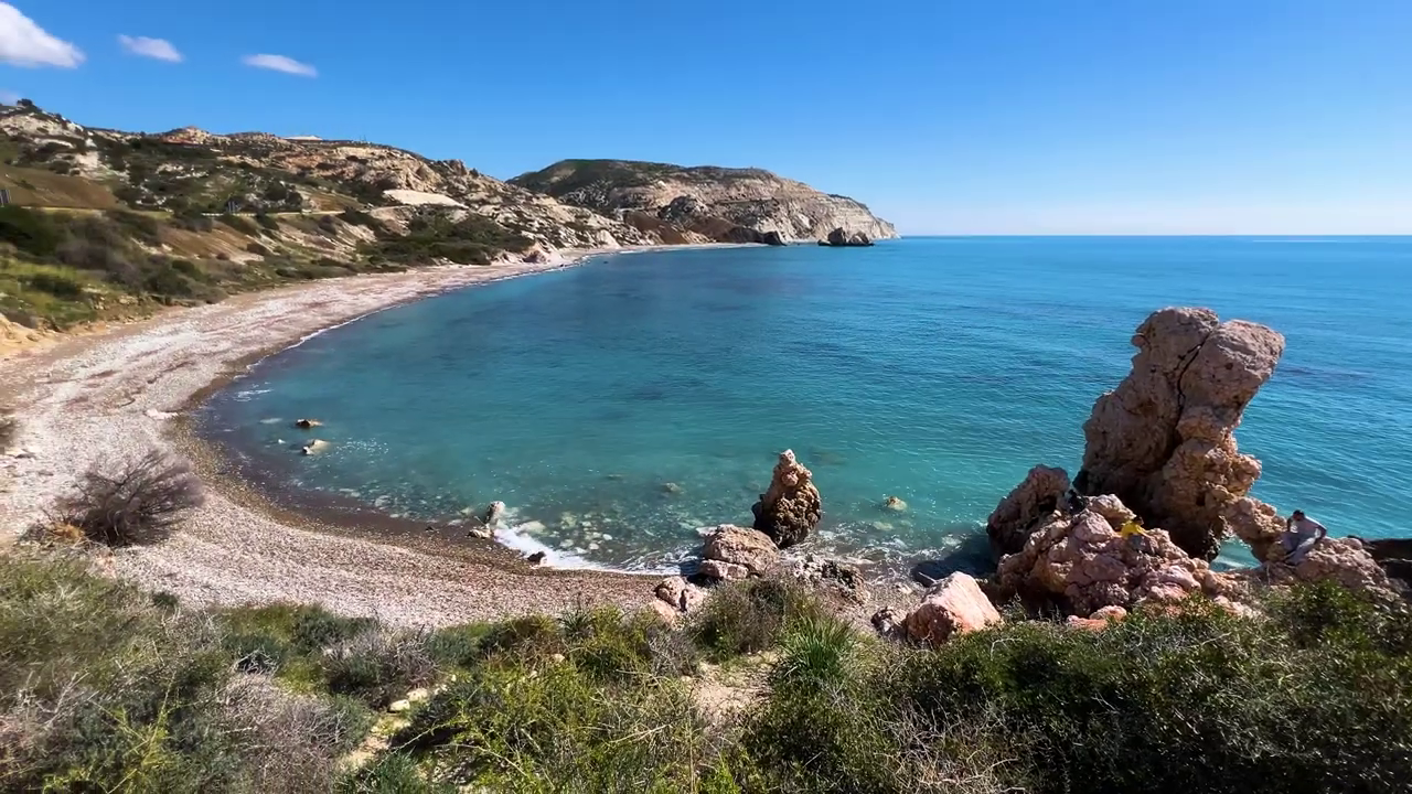 The Beautiful Coastline in Aphrodite's Rock (Petra tou Romiou in Greek), Paphos, Cyprus