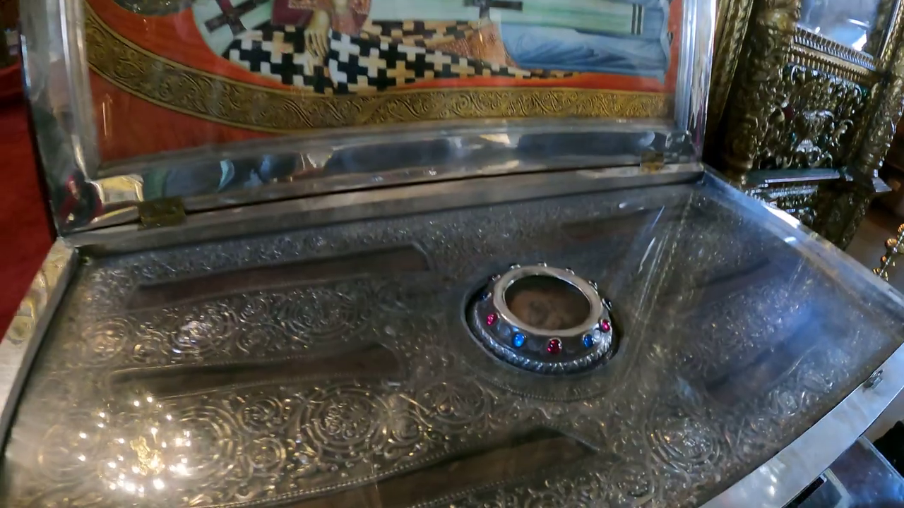 Inside the Church of Saint Lazarus, Larnaca: Relics (Bones and Skull)