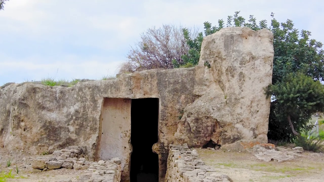 The entrance of a Tomb in the Archaeological Site of Paphos