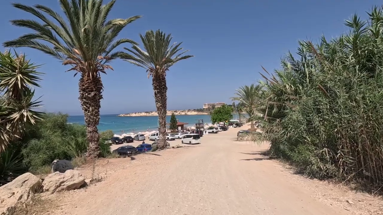 Driving Towards Coral Bay Beach in Paphos, Cyprus