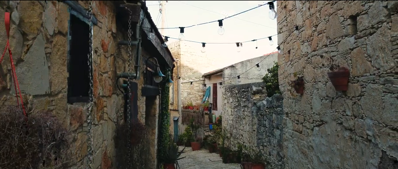 Walking in the Cobbled Narrow Alleys of Vouni Village, Limassol District, Cyprus