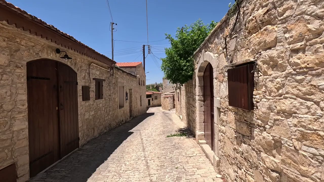 Walking in the Stone-Built Village of Lofou, Limassol District (Cyprus)