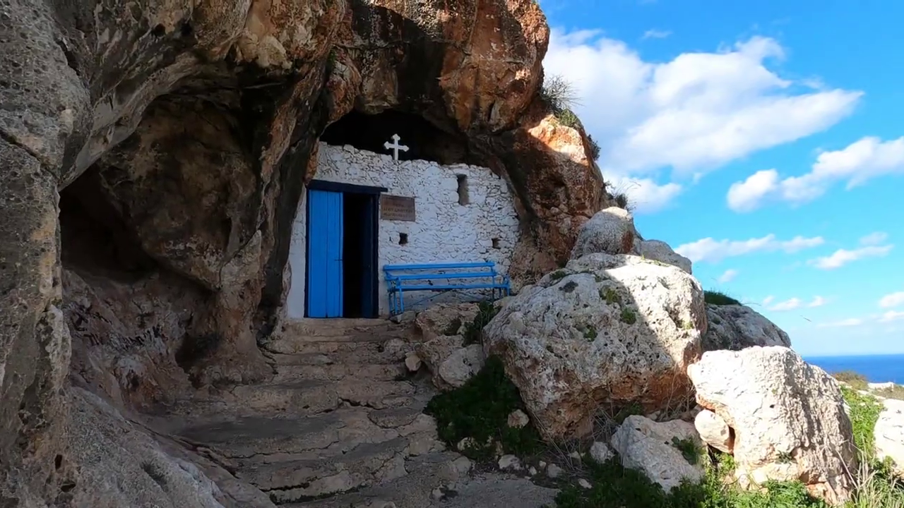 Walking towards the church of Ayioi Saranta in Protaras, Famagusta district, Cyprus