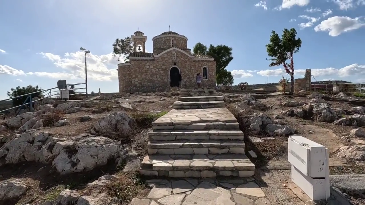 You must climb over 100 steps to reach Profitis Elias church in Protaras